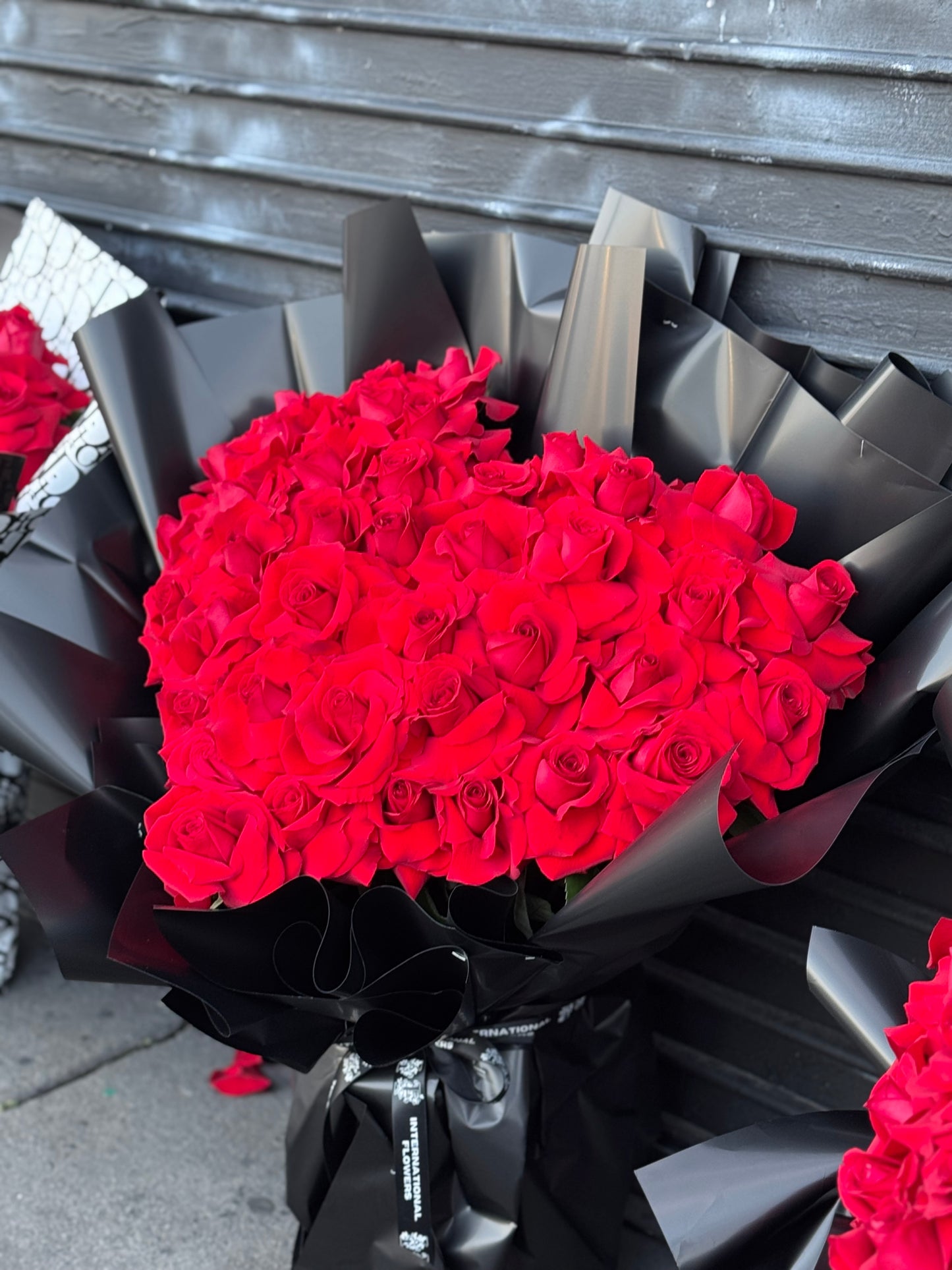 Large heart red roses flowers