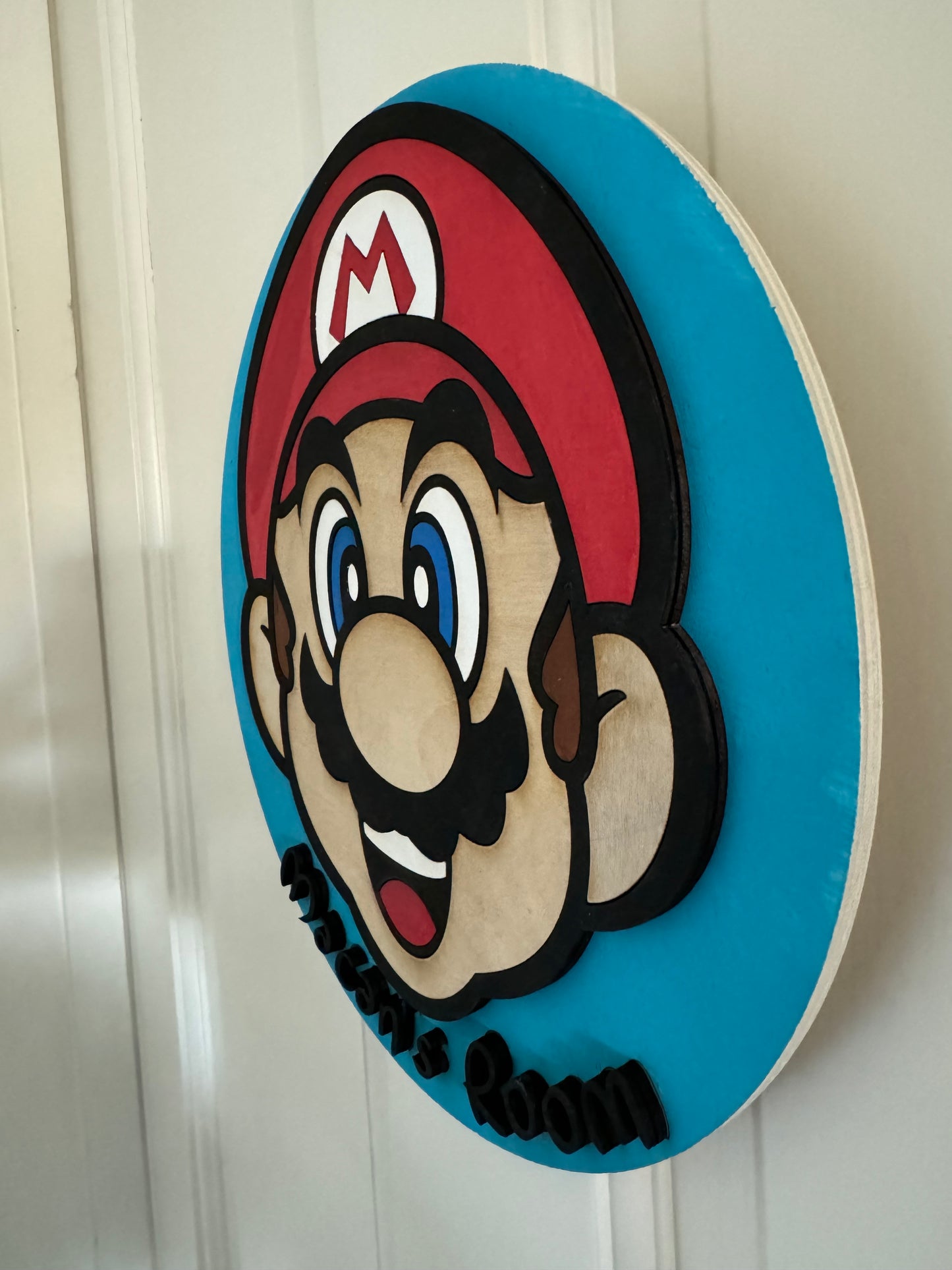Custom Wooden Mario Round Sign