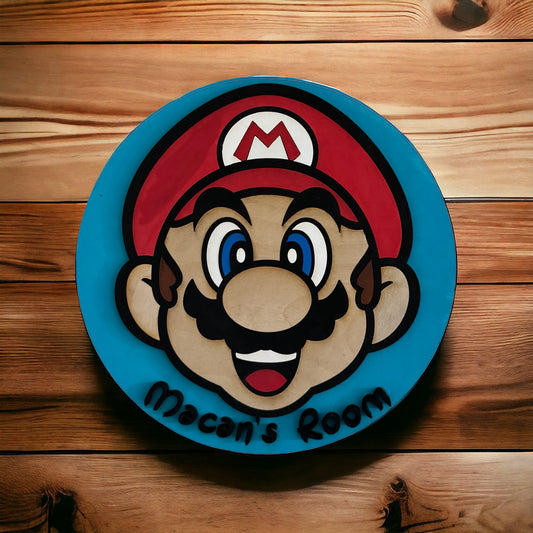 Custom Wooden Mario Round Sign