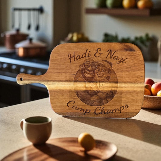 Custom Engraved Wooden Cutting Board – Personalized with Your Photo (32 x 19 cm)