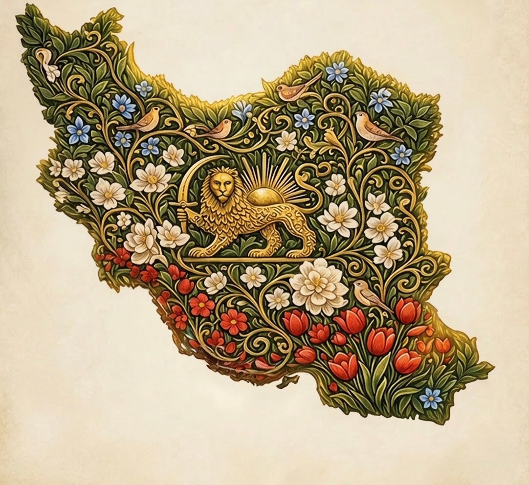 Iran Map T-Shirt with Lion & Sun