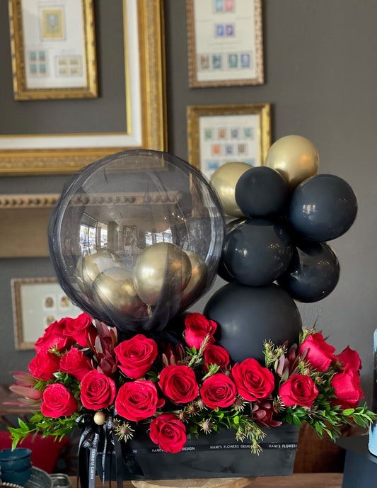 Birthday Arrangement with Black Balloons - 010