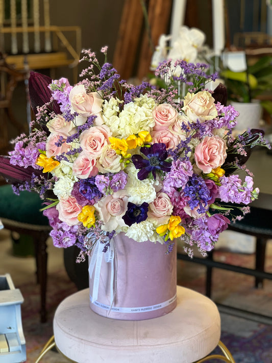 Spring purple flower box