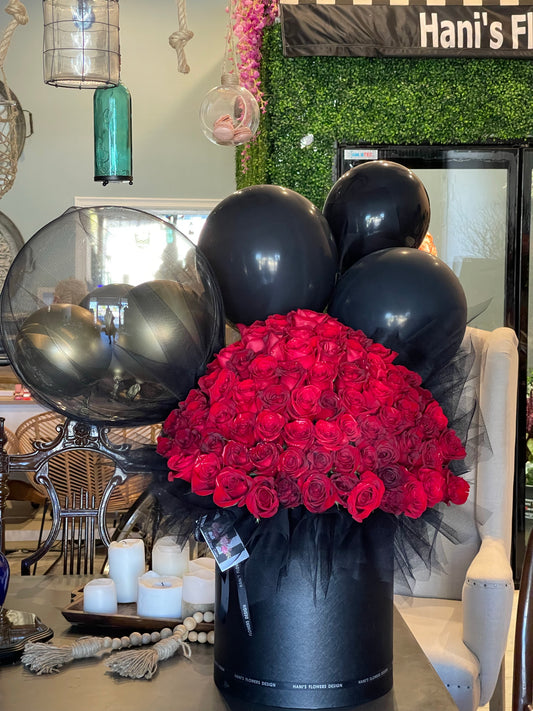 Extra Large Red Roses With Balloons - 048